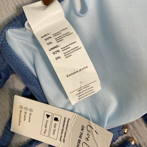 Cupshe Bikini Top Women’s Small Blue Wavy Textured Beach Poolside Vacation NWT - Picture 8 of 8